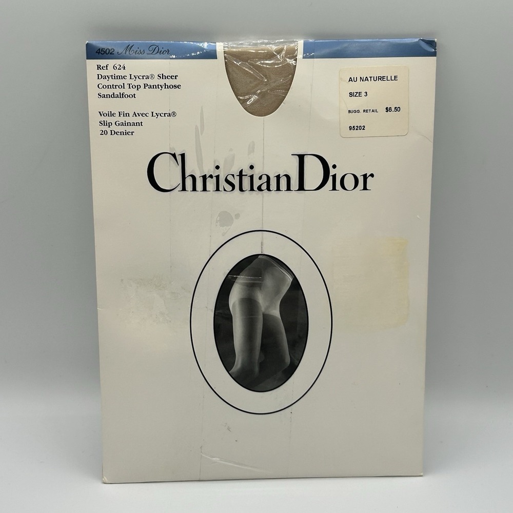 Vintage Christian Dior Miss Dior Pantyhose Size 3 Au Naturelle Control Top NOS